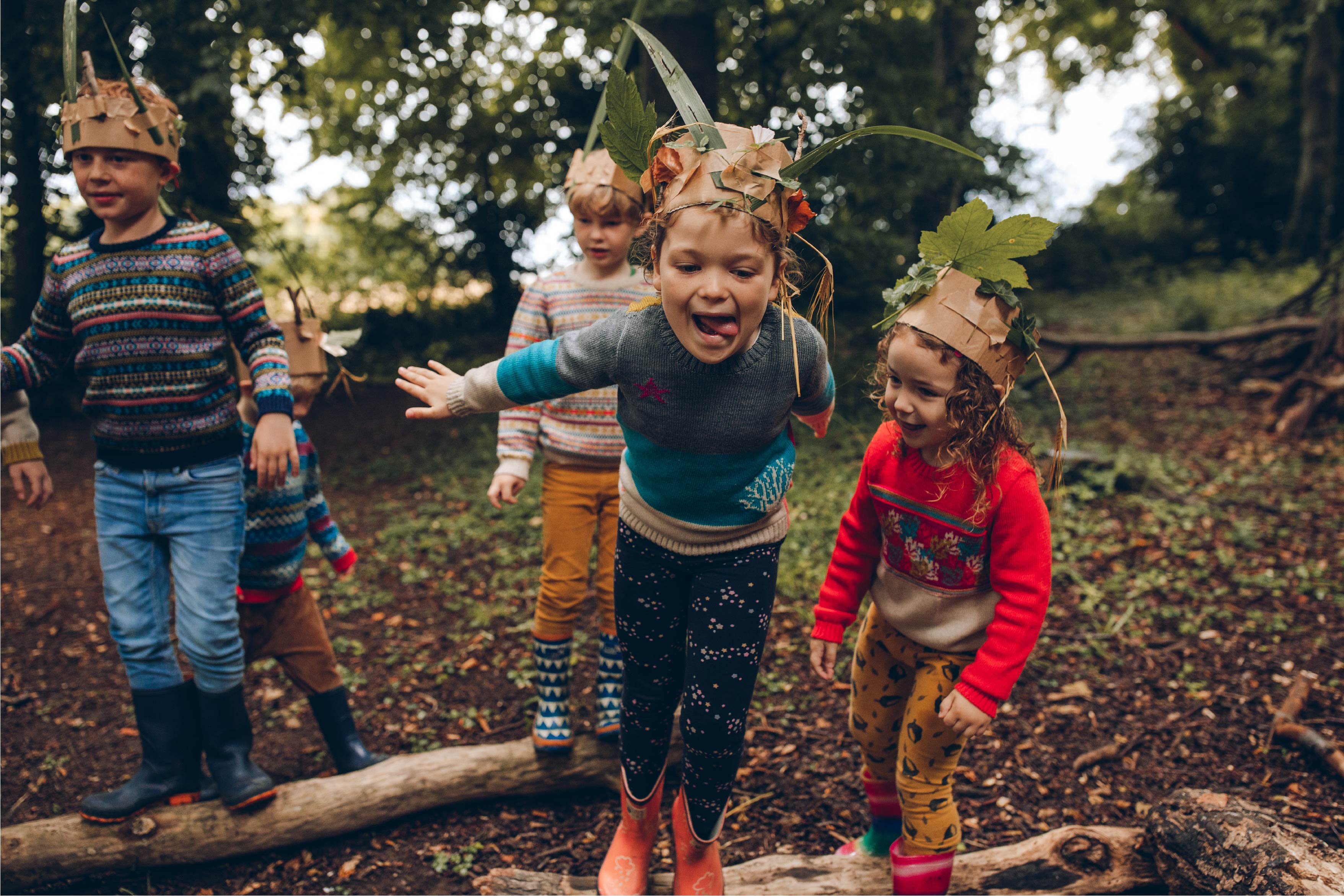 Children wearing The Faraway Gang knitwear.