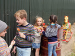Children wearing The Faraway Gang knitwear.