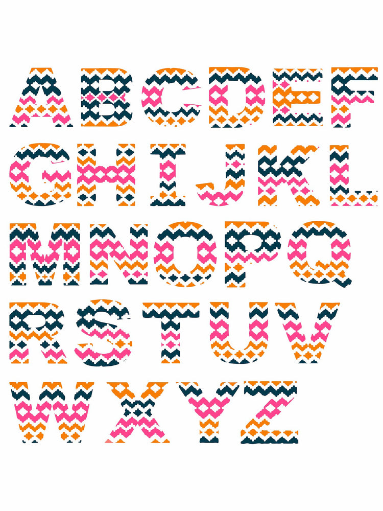 Printed initial options for The 'Narrator' Sweatshirt by The Faraway Gang.
