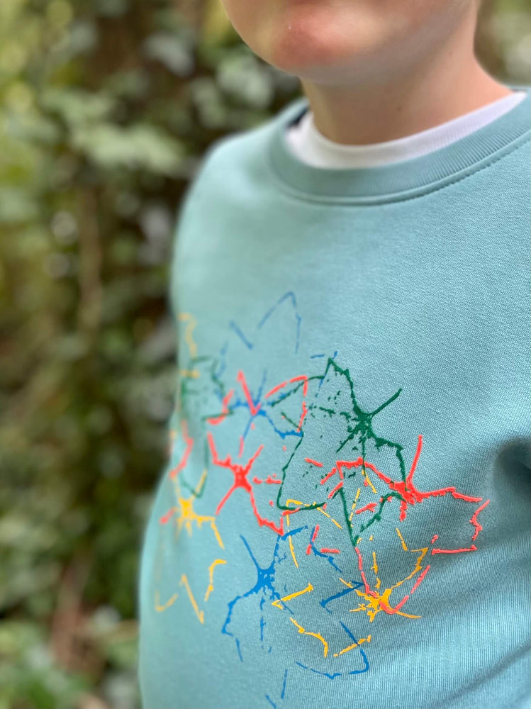 Closeup of The 'Rambler' Children's Printed Sweatshirt.