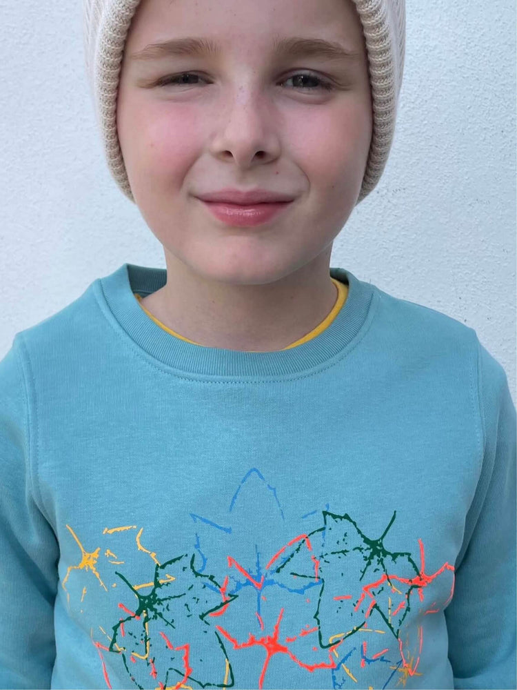 
            
                Load image into Gallery viewer, Closeup of a child wearing The &amp;#39;Rambler&amp;#39; Children&amp;#39;s Printed Sweatshirt.
            
        