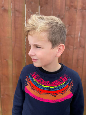 Child wearing The 'Creator' Children's Printed Sweatshirt.