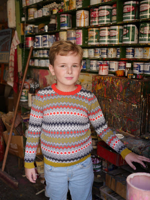 
            
                Load image into Gallery viewer, A child wearing The &amp;#39;Daydreamer&amp;#39; Knitted Jumper.
            
        