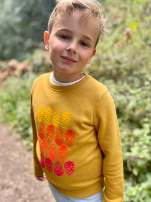 Boy wearing The 'Forager' Printed Sweatshirt.